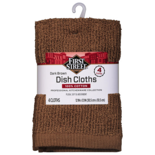 First Street Dish Cloths, Dark Brown