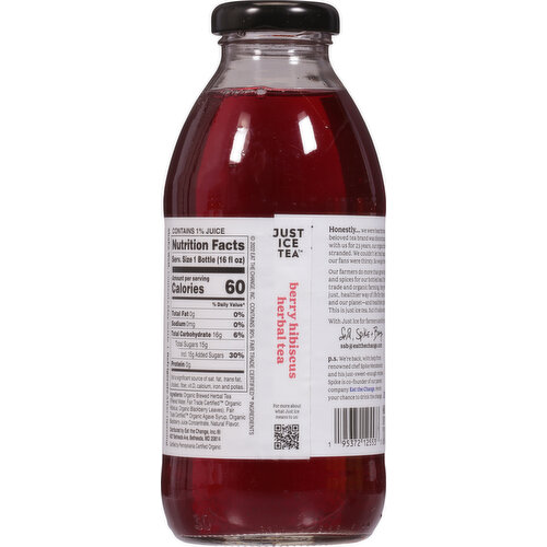 Just Ice Tea Herbal Tea, Caffeine Free, Berry Hibiscus
