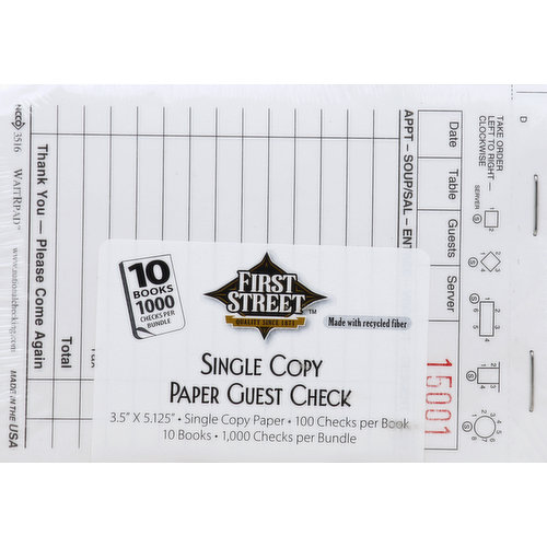 First Street Guest Check, Single Copy Paper