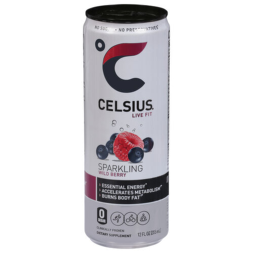 Celsius Energy Drink, Wild Berry, Sparkling