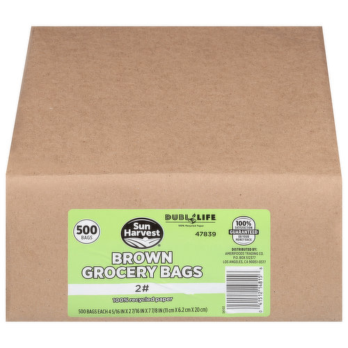 Sun Harvest Grocery Bags, Brown, No. 2