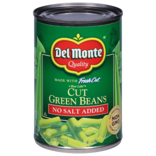 Del Monte Green Beans, Cut, No Salt Added, Blue Lake