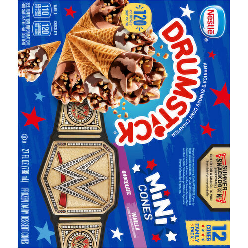 Drumstick Chocolate/Vanilla Mini Frozen Dairy Dessert Cones Family Pack