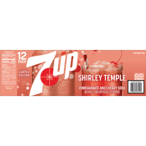 7-UP Soda, Shirley Temple, Pomegranate and Cherry, 12 Pack