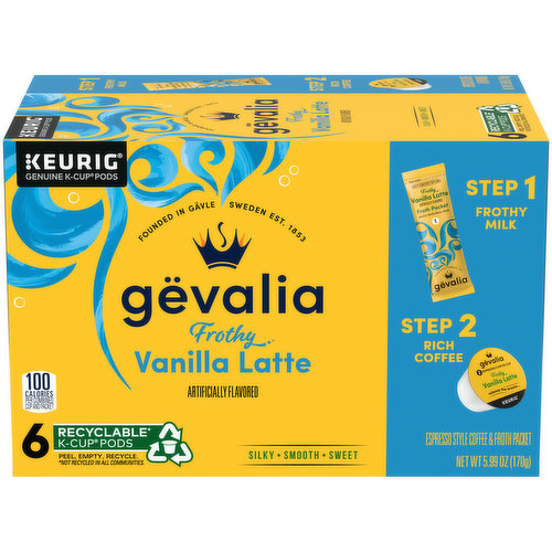 Gevalia Vanilla Latte K-Cup Pods & Froth Packets