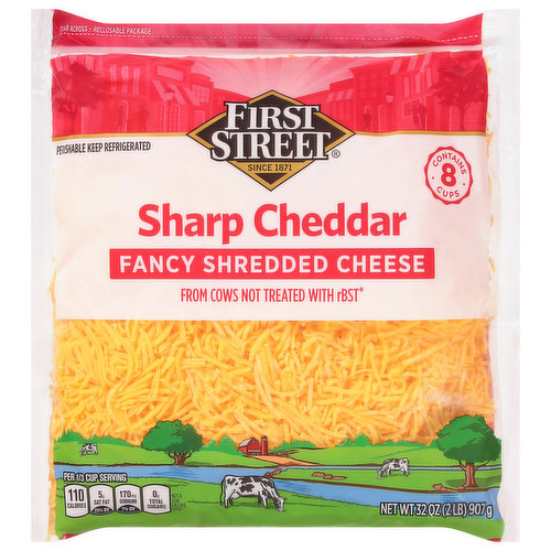 First Street Fancy Shredded Cheese, Sharp Cheddar