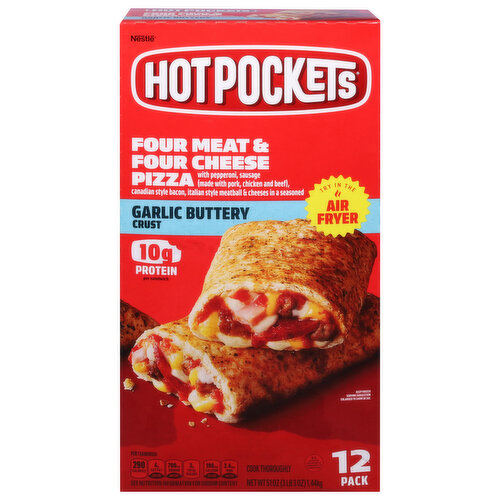 Hot Pockets Sandwich, Garlic Buttery Crust, Four Meat & Four Cheese Pizza, 12 Pack