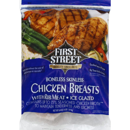 First Street Chicken Breast, with Rib Meat, Ice Glazed, Boneless/Skinless -  Smart & Final