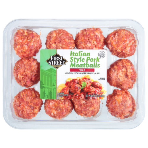 First Street Pork Meatballs, Italian Style, Mild