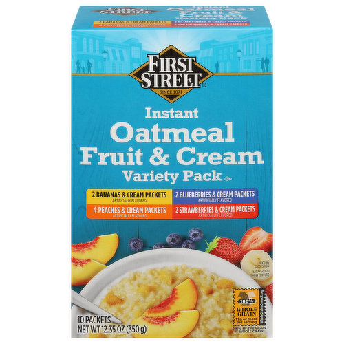 First Street Oatmeal, Instant, Fruit & Cream, Variety Pack