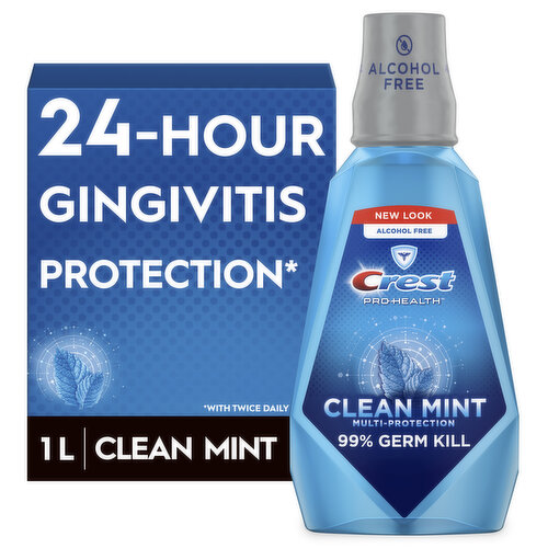 Crest Multi Protection Clean Mint CPC (cetylpyridinium chloride) Antigingivitis/Antiplaque Oral Rinse, 1 L (33.8 fl oz)