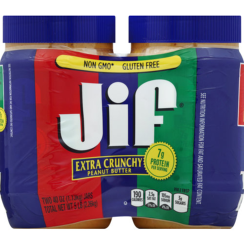 Jif Peanut Butter, Extra Crunchy, Twin Pack