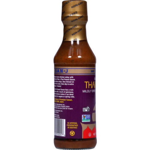 San-J Marinade & Dipping, Gluten Free, Thai Peanut, Mildy Spicy