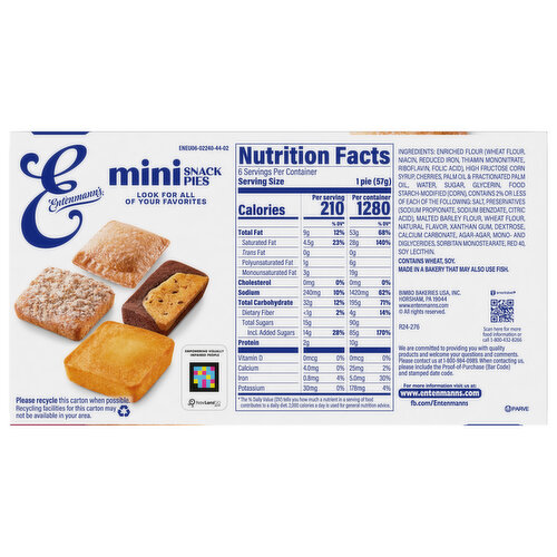 Entenmann's Cherry Mini Snack Pies, 6 packs, 12 oz