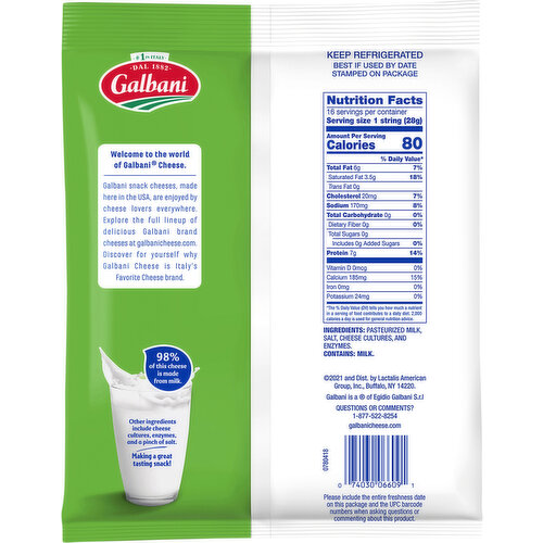 Galbani Low Moisture Part Skim Mozzarella String Cheese