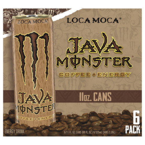 Java Monster Energy Drink, Loca Moca, Coffee + Energy, 6 Pack