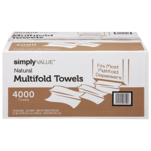 Simply Value Towels, Multifold, Natural