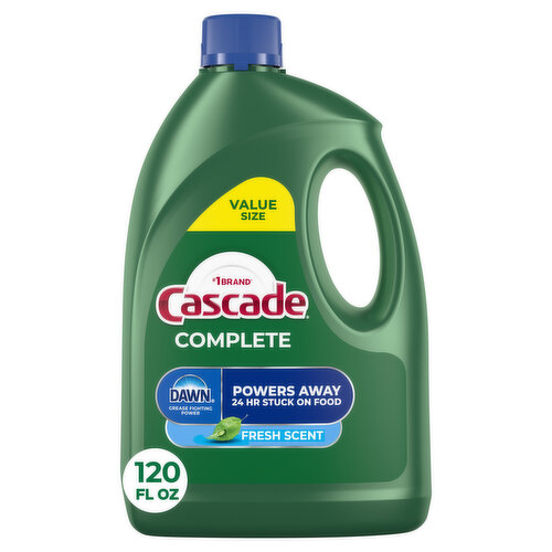 Cascade Complete Gel Dishwasher Detergent, Fresh Scent, 120 oz