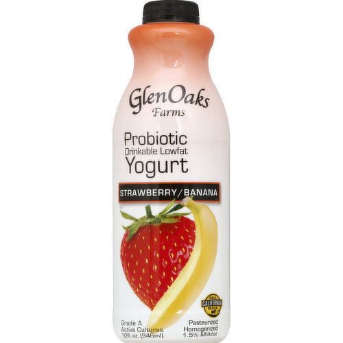 GlenOaks Yogurt, Drinkable, Lowfat, Strawberry/Banana