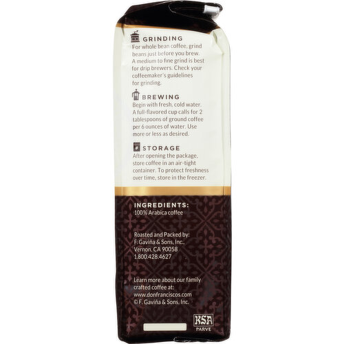 Don Francisco's Coffee, Ground, Medium Roast, 100% Colombia Supremo