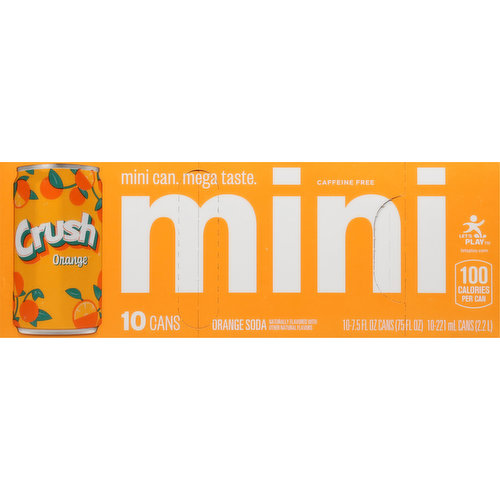 Crush Soda, Caffeine Free, Orange, Mini
