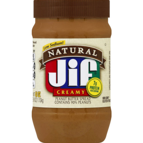 Jif Peanut Butter, Spread, Creamy, Natural