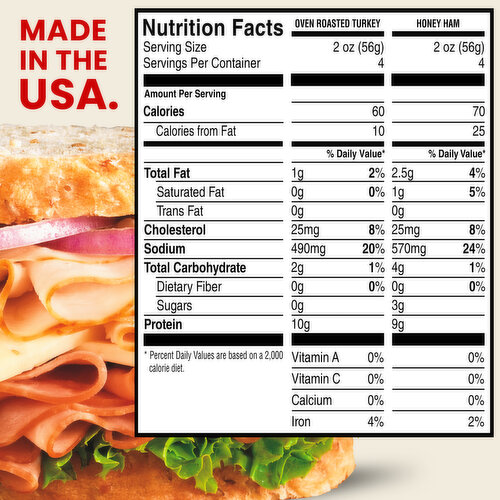 Hillshire Farm Ultra Thin Sliced Deli Lunch Meat, Oven Roasted Turkey Breast and Honey Ham