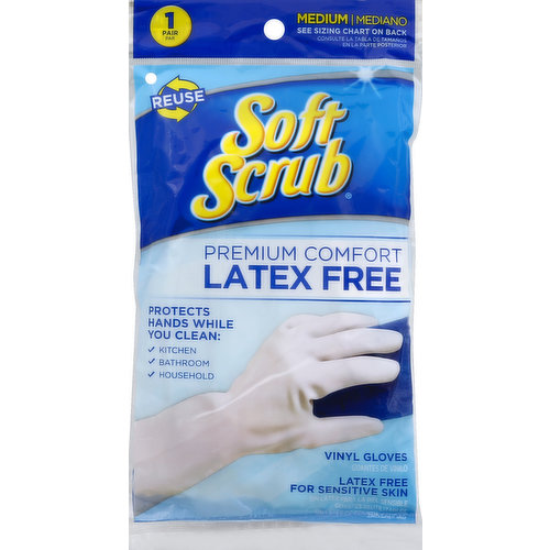 Soft Scrub Gloves, Vinyl, Latex Free, Medium