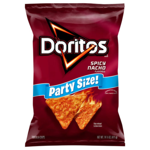 Doritos Tortilla Chips, Spicy Nacho Flavored, Party Size