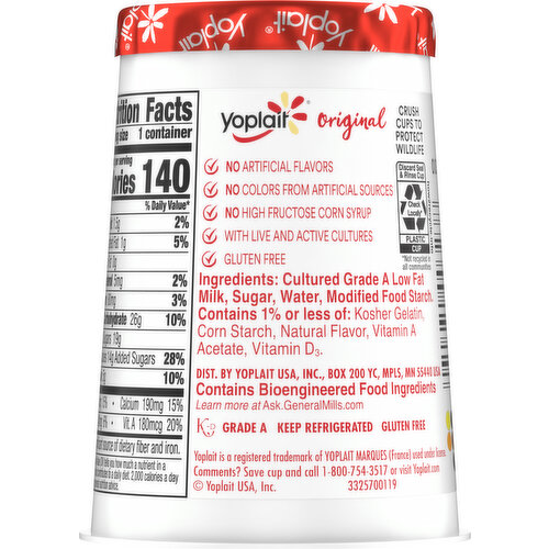 Yoplait Low Fat French Vanilla Yogurt