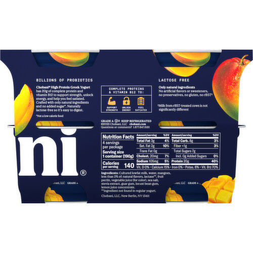 Chobani Lowfat Greek Mango Yogurt Value Pack