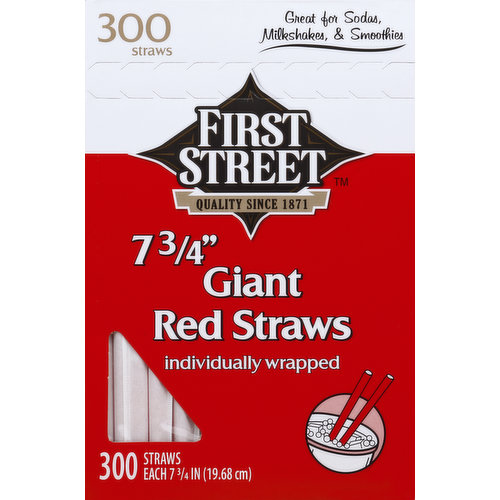 First Street Straw, Red, Giant, 7-3/4 Inch
