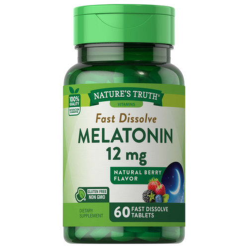 Nature's Truth Melatonin, 12 mg, Fast Dissolve Tablets, Natural Berry Flavor