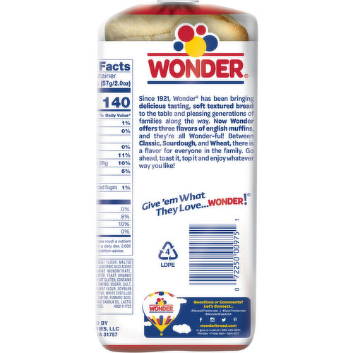 Wonder English Muffins, Sourdough