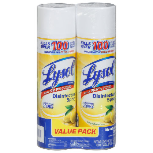 Lysol Disinfectant Spray, Lemon Breeze Scent, Value Pack