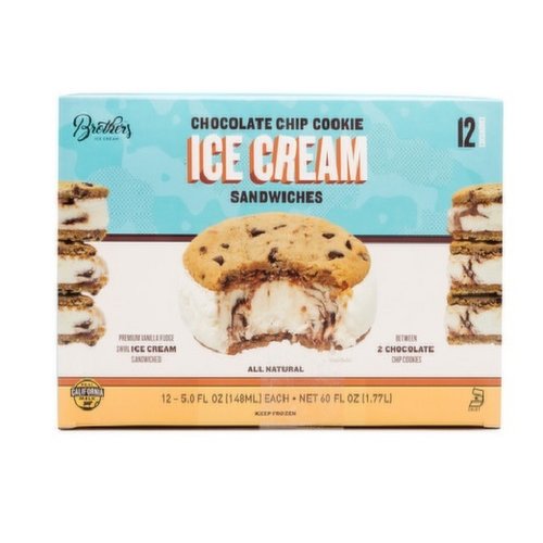 Brothers Chocolate Chip Cookie Ice Cream Sandwiches