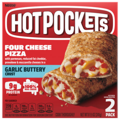 Hot Pockets Sandwiches, Four Cheese Pizza, Garlic Buttery Crust, 2 Pack