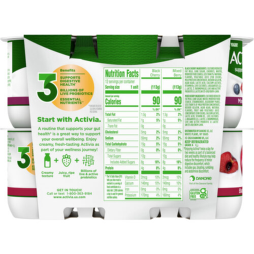 Activia Low Fat Black Cherry/Mixed Berry