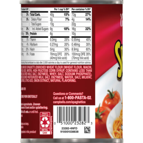 Campbell's Spaghetti in Tomato Sauce with Cheese