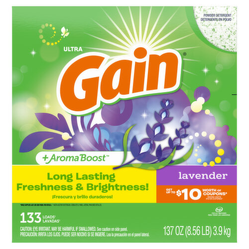 Gain Laundry Detergent Powder, Lavender, 133 Loads, 137 oz