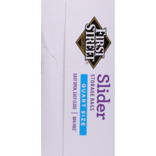 First Street Storage Bags, Slider, Quart Size