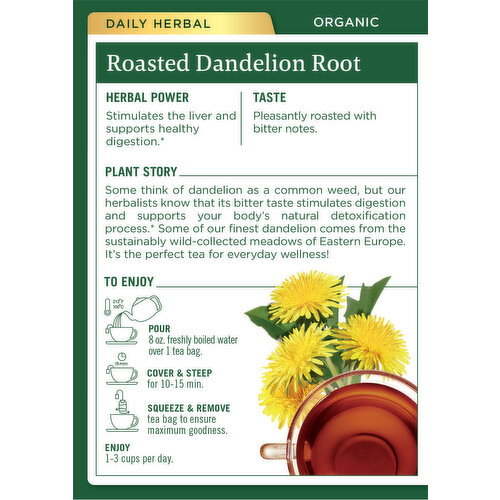 Traditional Medicinals Tea Bags Caffeine Free Organic Roasted Dandelion Root Tea