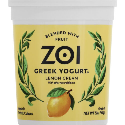 Zoi Yogurt, Greek, Lemon Cream, Blended