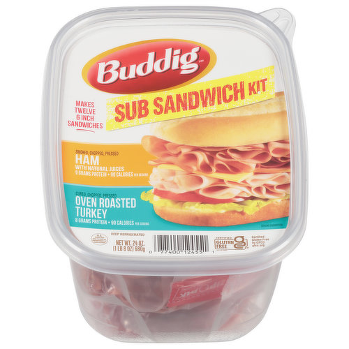 Buddig Sub Sandwich Kit, Ham/Oven Roasted Turkey