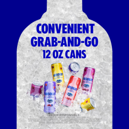 Absolut Vodka, Sparkling, Cranberry, Variety Pack