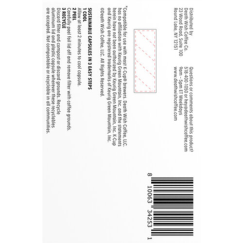 Death Wish Coffee Co Coffee, Dark, Espresso Roast, Single-Serve Pods