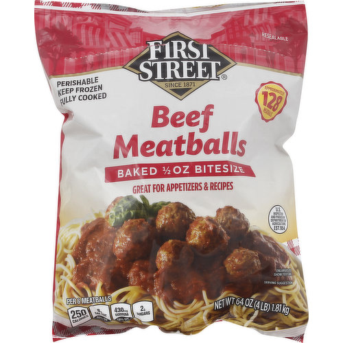 First Street Meatballs, Beef, Bite Size