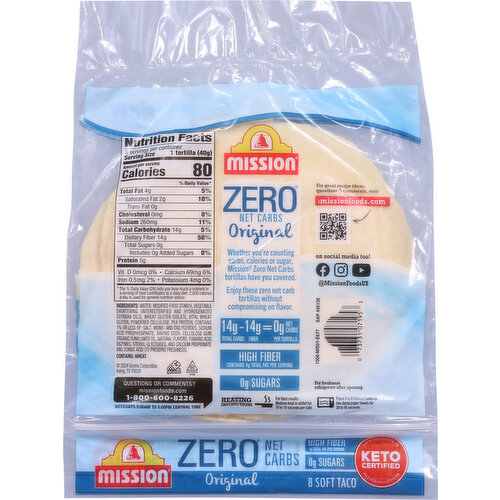 Mission Tortilla Wraps, Zero Net Carbs, Original