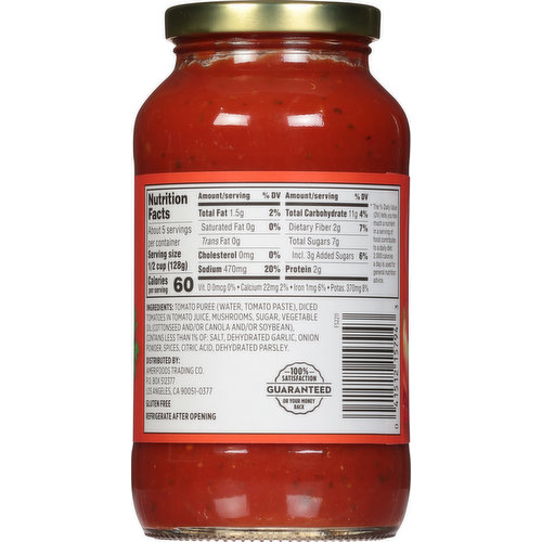 First Street Pasta Sauce, Hearty Mushroom