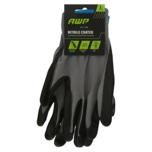 AWP Gloves, Nitrile Coated, Large